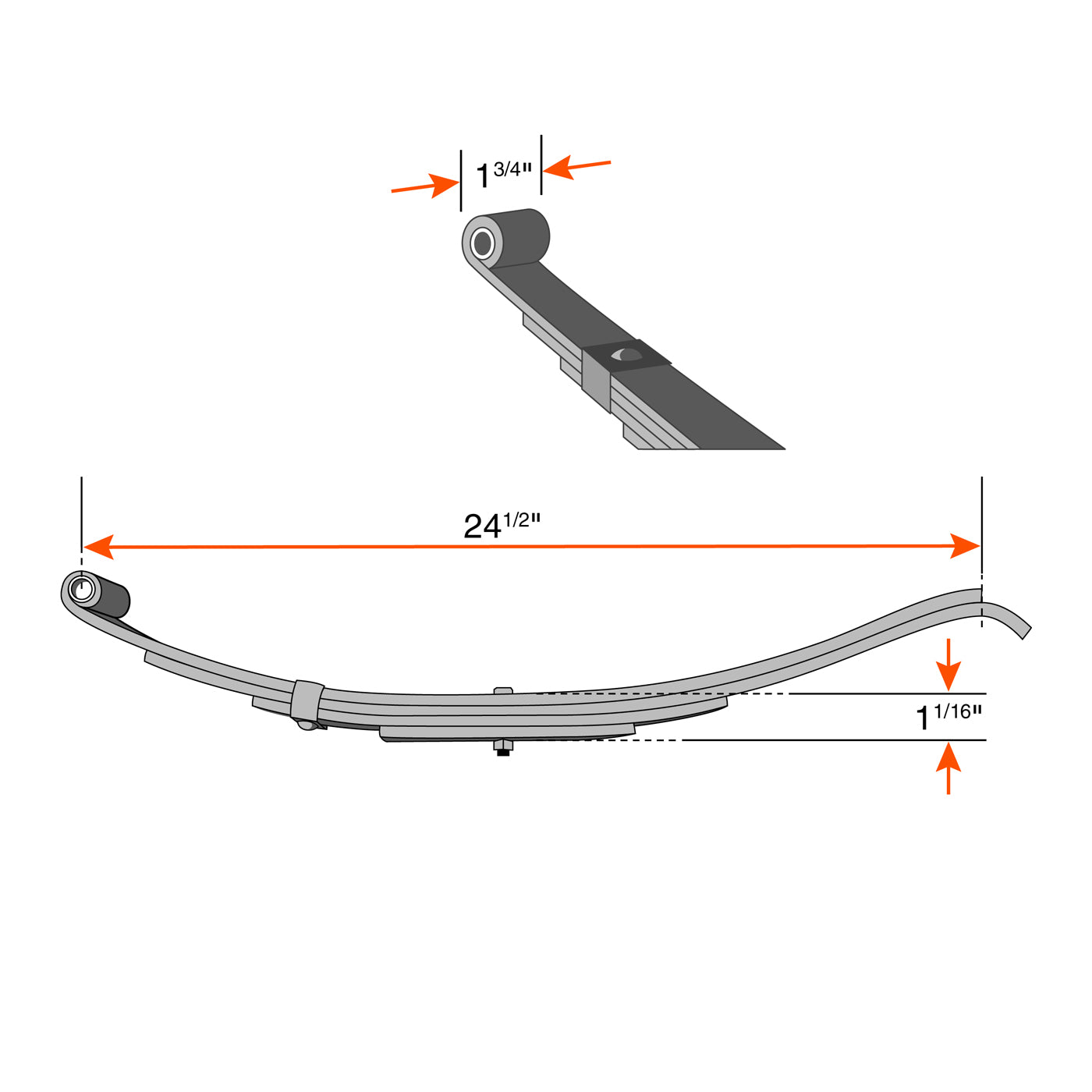 Ressort à glissière 4L 1050 lbs 24 1/2" x 1 3/4" UNA-010 - RecreaShop