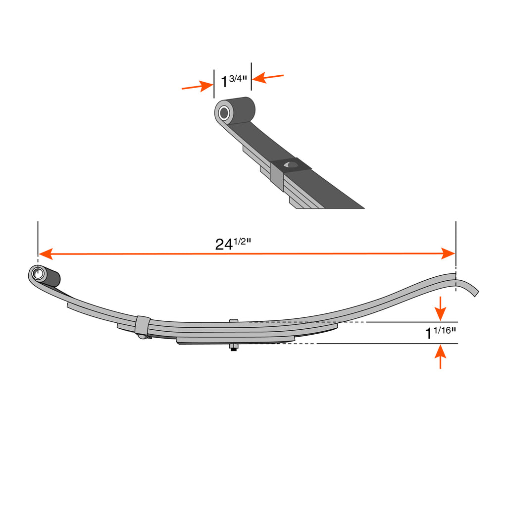 Ensemble de ressorts 2,1K à glissière 4L 24 1/2" x 1 3/4" pour tube 3" avec quinc. - RecreaShop