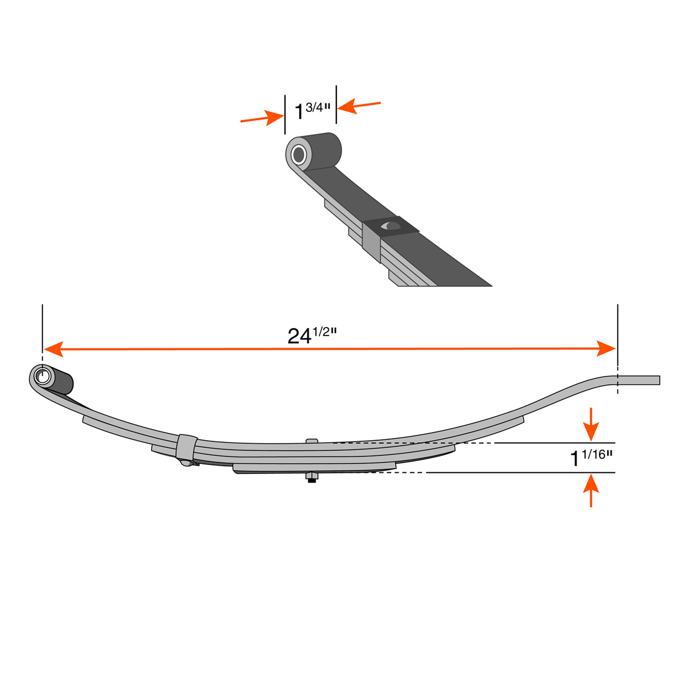 Ensemble de ressorts 3,4K à glissière 3L 24 1/2" x 1 3/4" pour tube 2" avec quinc. - RecreaShop