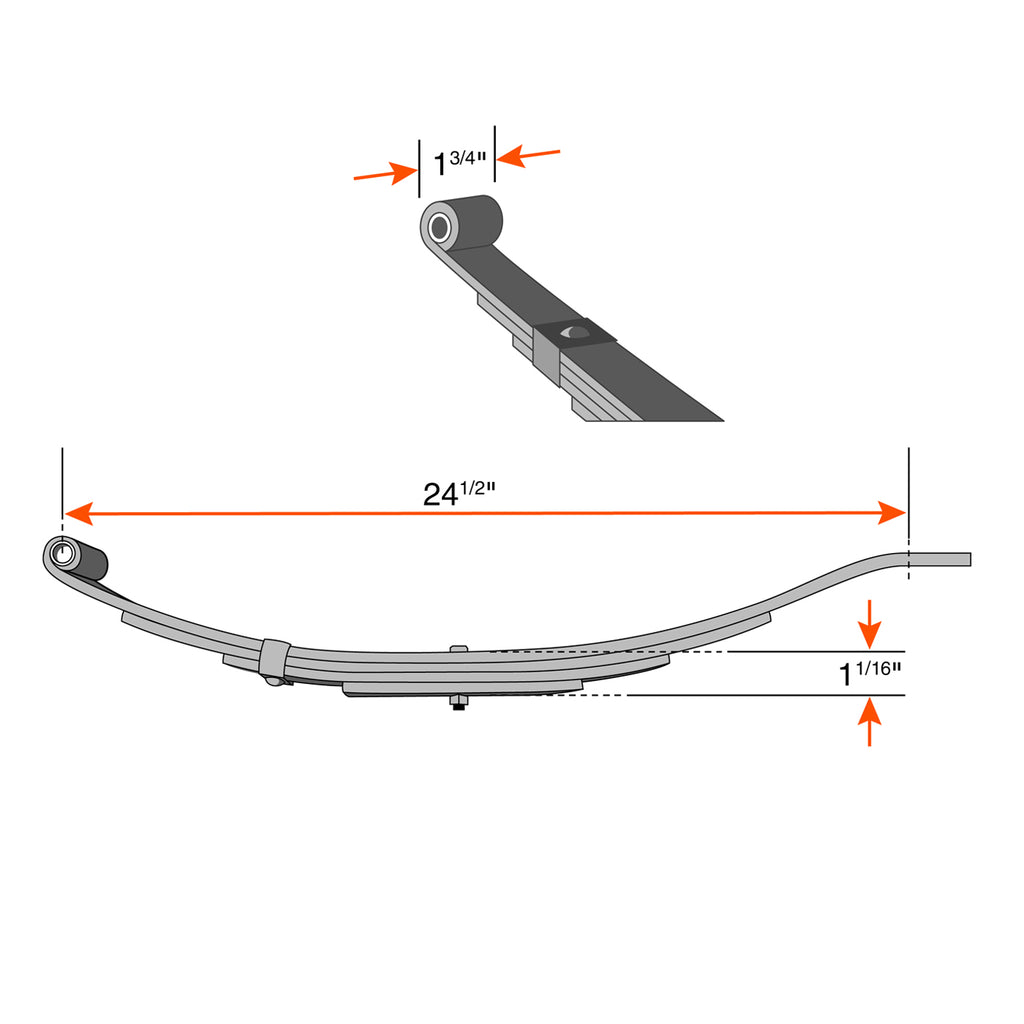 Ensemble de ressorts 3,4K à glissière 3L 24 1/2" x 1 3/4" pour tube 3" avec quinc. - RecreaShop