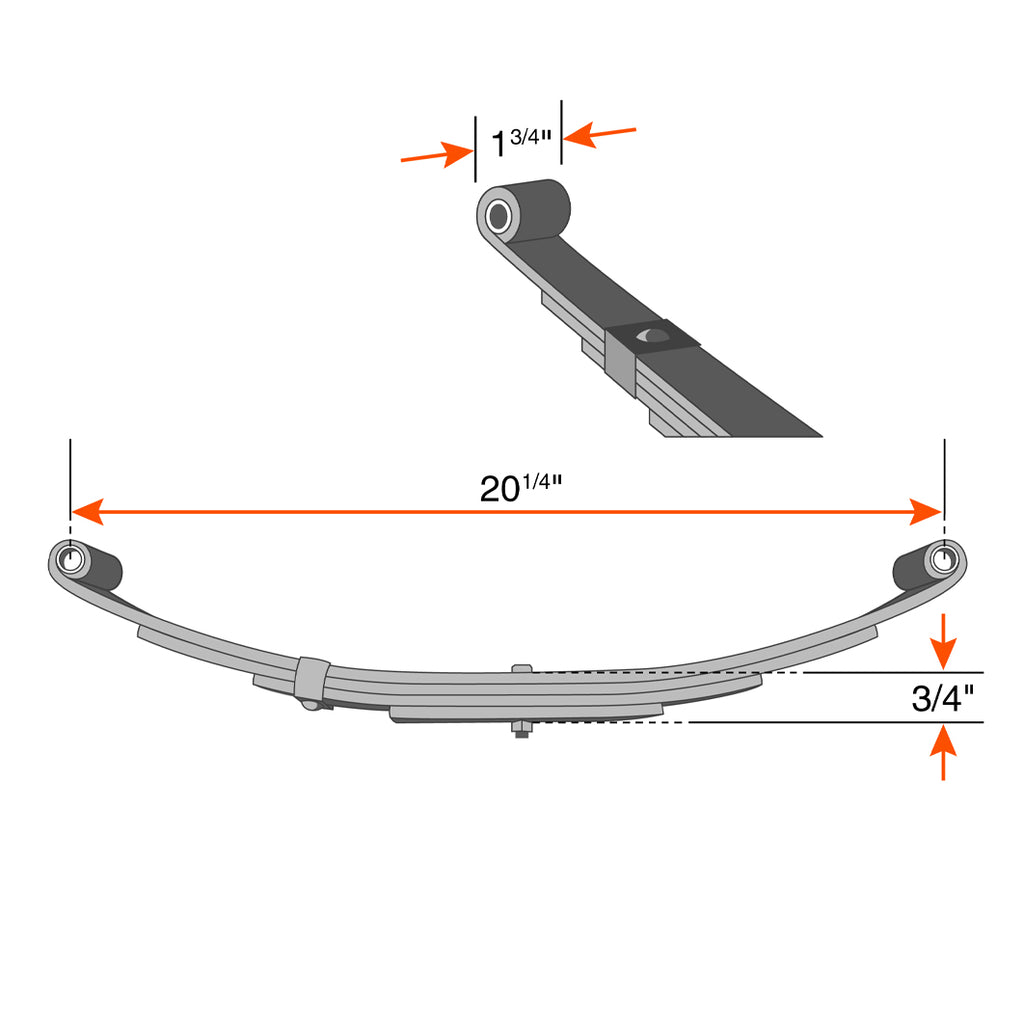 Ensemble de ressorts 1,4K à 2 yeux 3L 20 1/4" x 1 3/4" pour tube 2" avec quinc. - RecreaShop