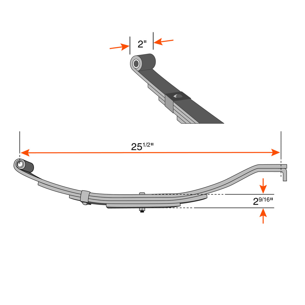 Ensemble de ressorts 8K à glissière 7L 25 1/2" x 2" pour tube 2 3/8" avec quinc. - RecreaShop