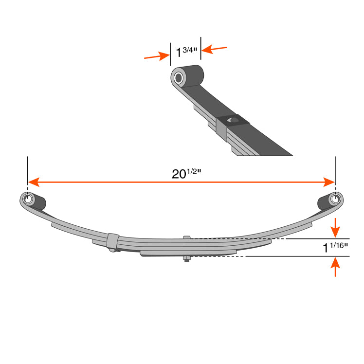 Ressort à 2 yeux 4L 1400 lbs 20 1/2" x 1 3/4" UNA-167 - RecreaShop
