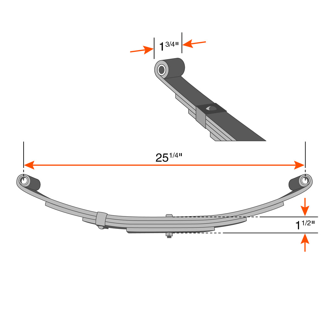 Ressort à 2 yeux 4L 2500 lbs 25 1/4" x 1 3/4" UNA-218 - RecreaShop