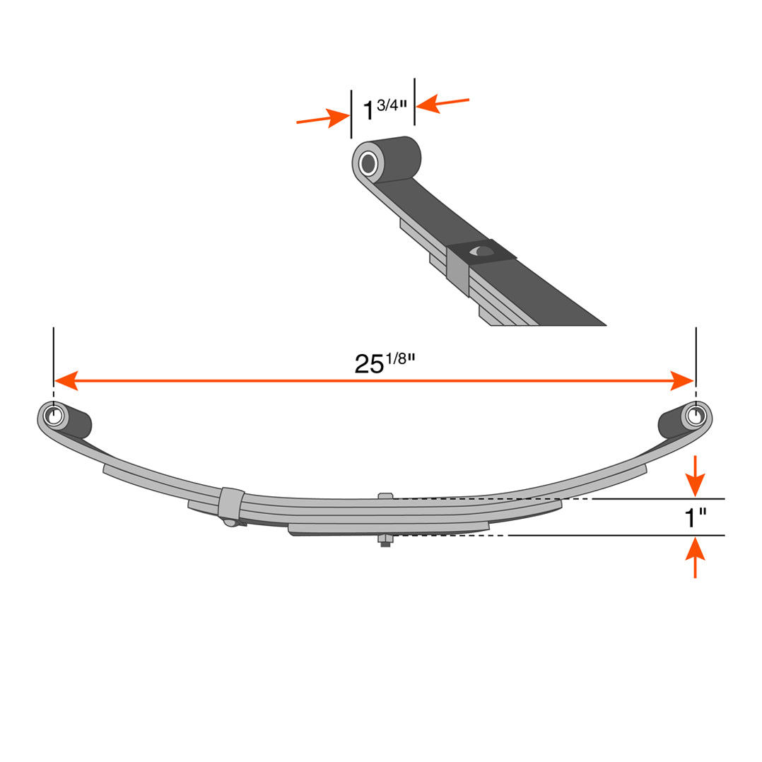 Ensemble de ressorts 2,5K à 2 yeux 3L 25 1/8" x 1 3/4" pour tube 3" avec quinc. - RecreaShop