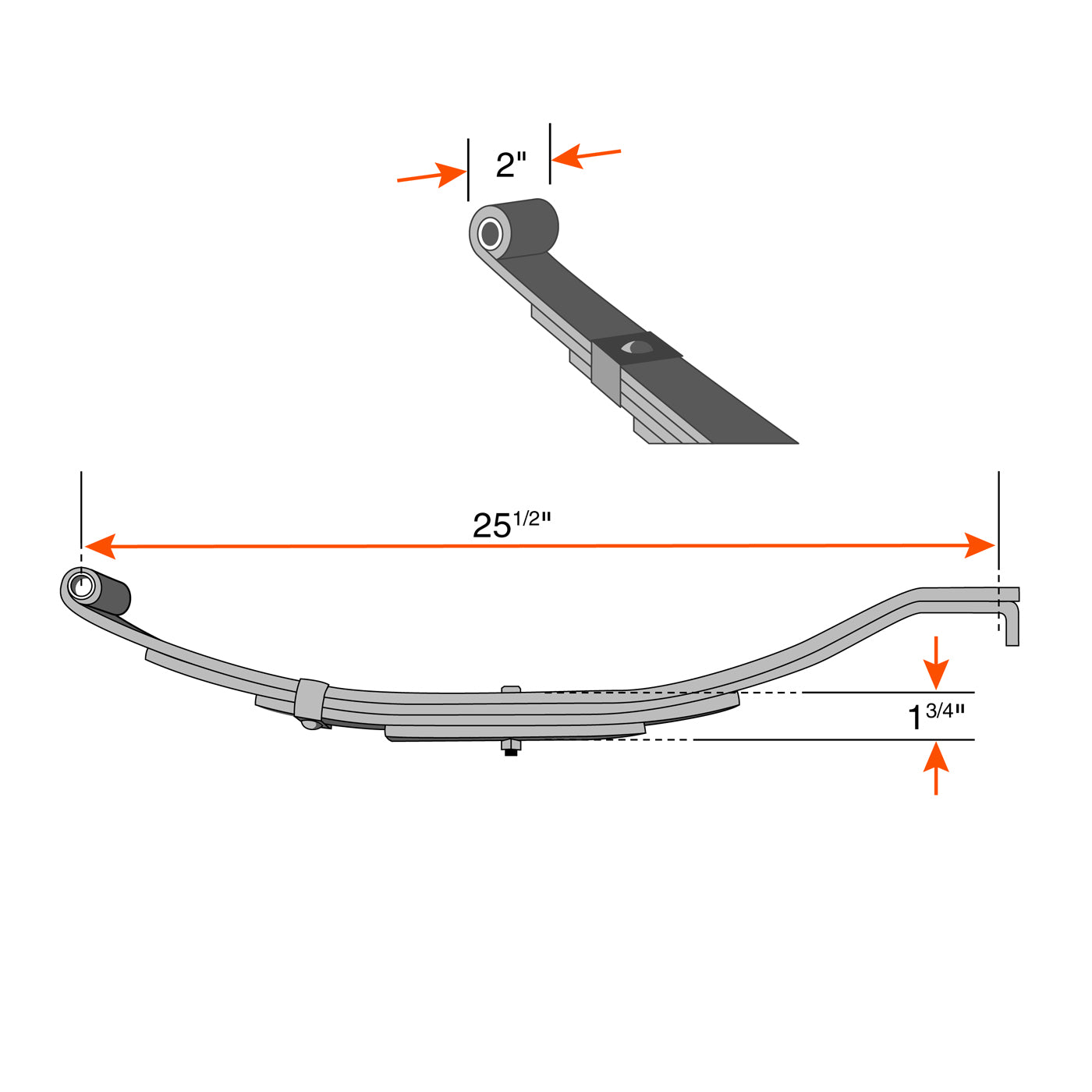 Ensemble de ressorts 7K à glissière 5L 25 1/2" x 2" pour tube 3 1/2" avec quinc. - RecreaShop