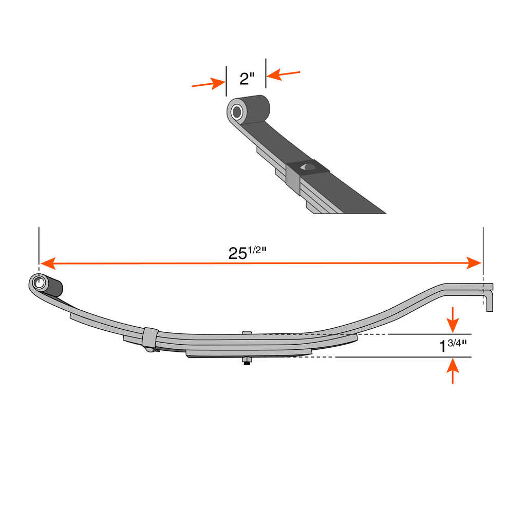 Ressort à glissière 5L 3500 lbs 25 1/2" x 2" (petite bushing 9/16") UNA-232 - RecreaShop