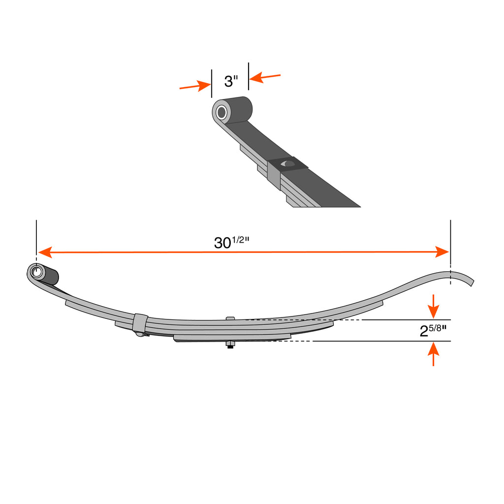 Ressort à glissière 6L 8000 lbs 30,5" x 3" UNA-318 - RecreaShop