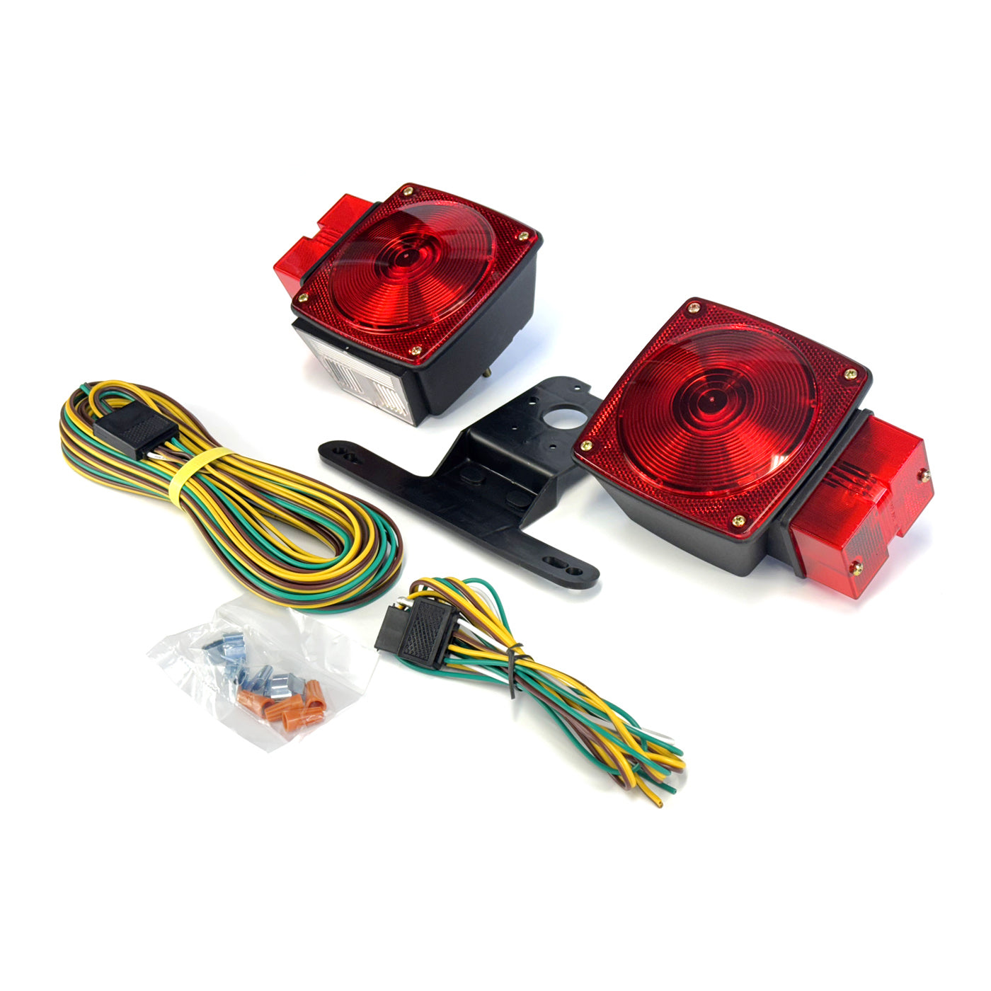 Ensemble de lumières inc. 4 1/2" x 4 1/2" rouges avec fil 25' (large) - RecreaShop
