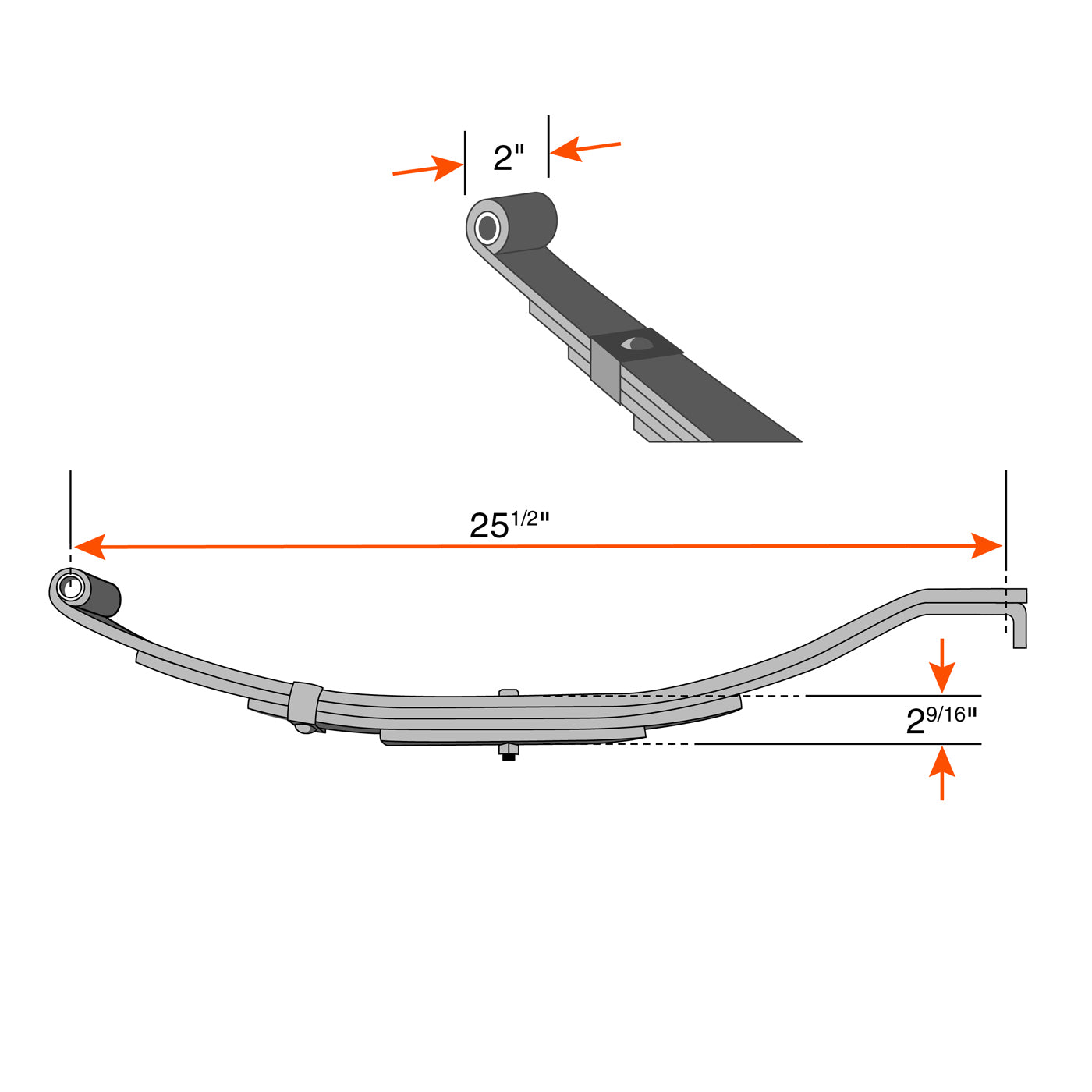 Ensemble de ressorts 8K à glissière 7L 25 1/2" x 2" pour tube 3" avec quinc. - RecreaShop