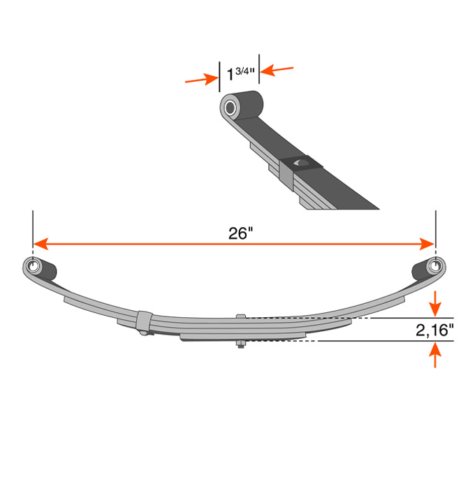 Ressort à 2 yeux 6L 3000 lbs 26" x 1 3/4" UNA-053 - RecreaShop