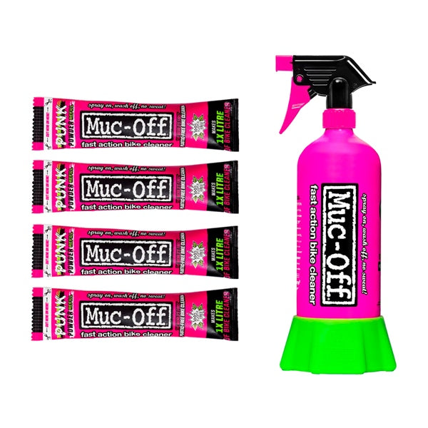 Muc-Off Poudre nettoyante pour moto Punk (4 sachets) avec bouteille « Pour la vie » 4 x 30g - RecreaShop
