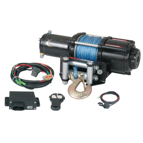 Treuil VTT Quadrax 3600lbs avec télécommande sans fil et câble synthétique - Récréashop