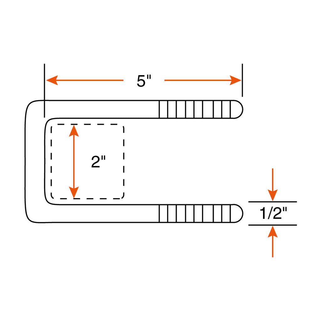 Boulon en U 2" x 5" carré tige 1/2" - RecreaShop