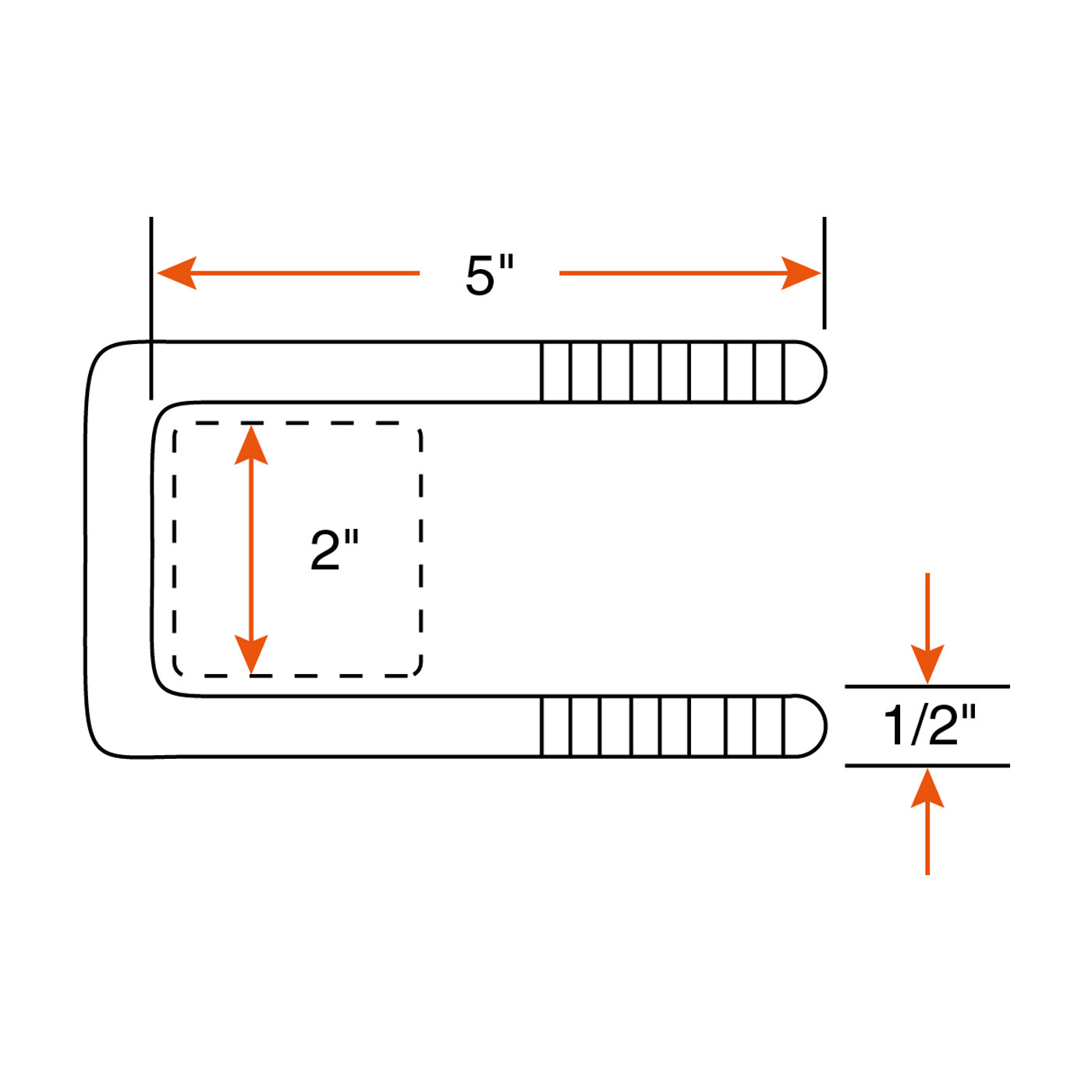 Boulon en U 2" x 5" carré tige 1/2" - RecreaShop