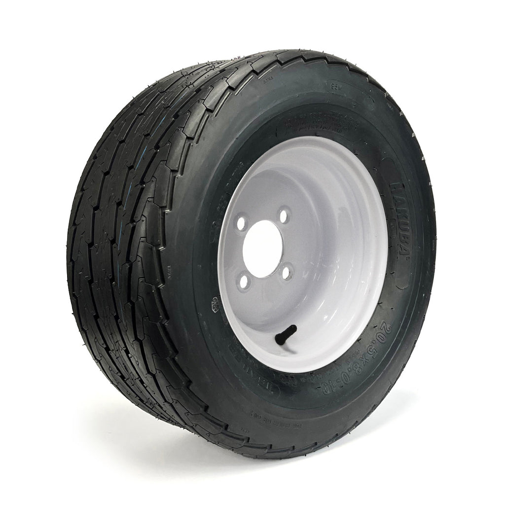 Pneu 20.5" x 8" x 10" 10 plis LRE 1535 lbs Hakuba et jante 10" 4 trous blanche - RecreaShop