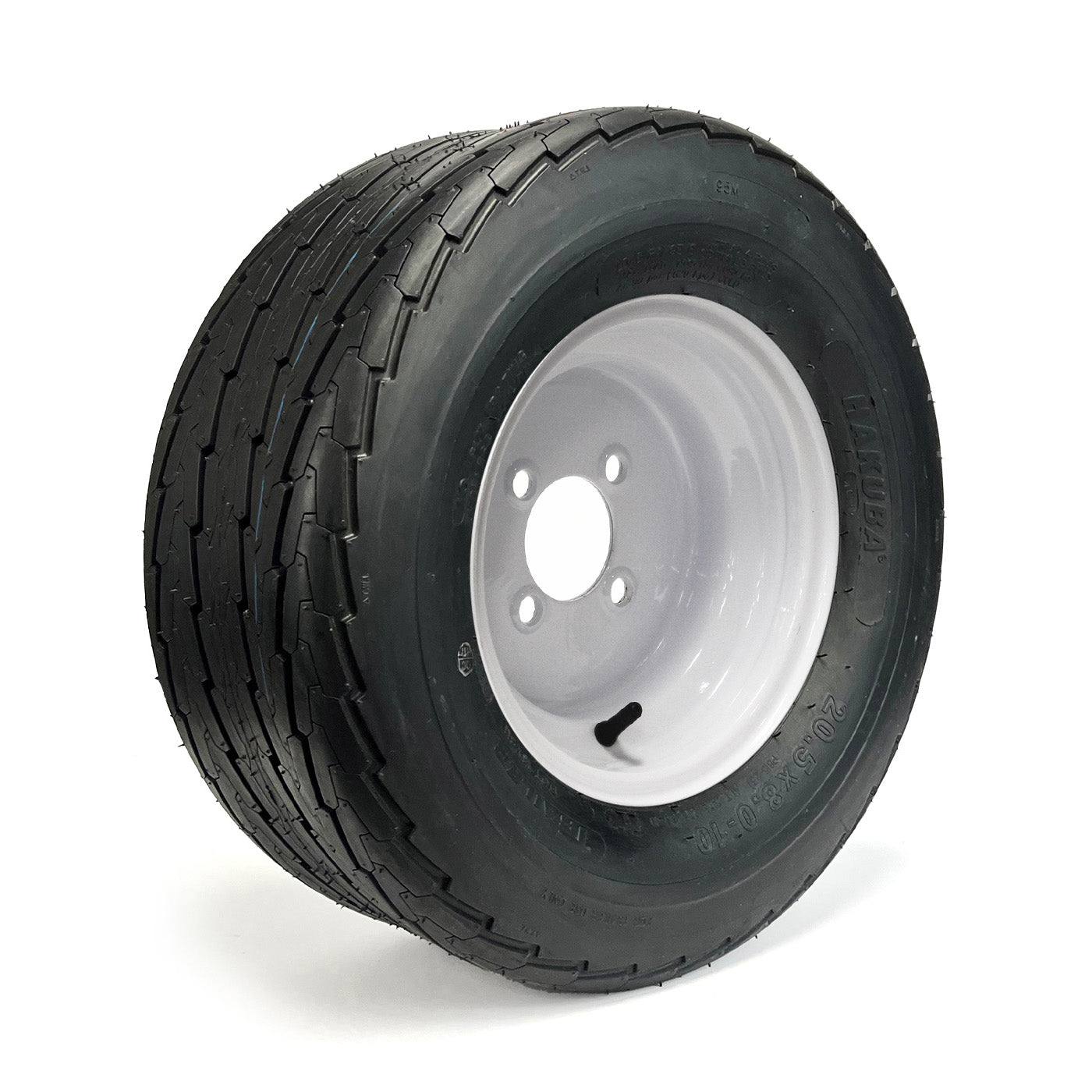 Pneu 20.5" x 8" x 10" 10 plis LRE 1535 lbs Hakuba et jante 10" 4 trous blanche - RecreaShop