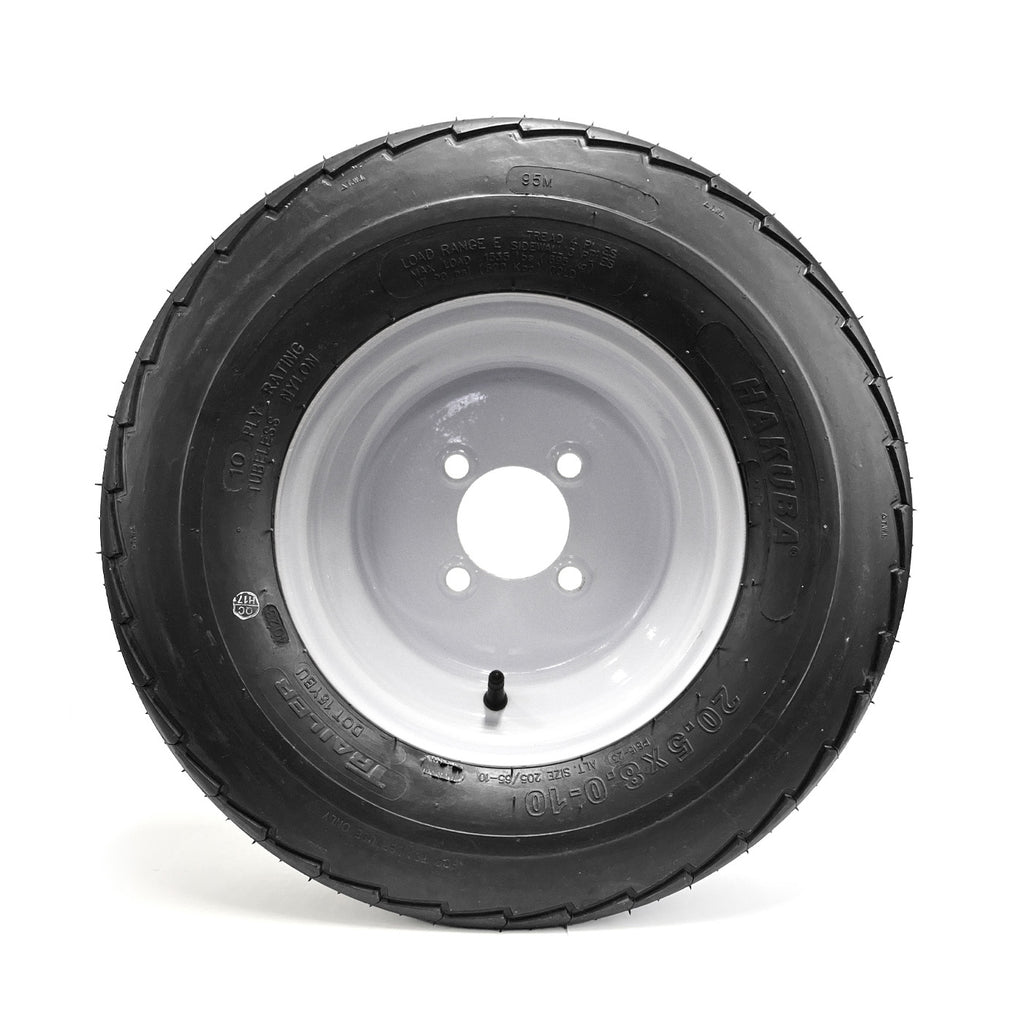 Pneu 20.5" x 8" x 10" 10 plis LRE 1535 lbs Hakuba et jante 10" 4 trous blanche - RecreaShop
