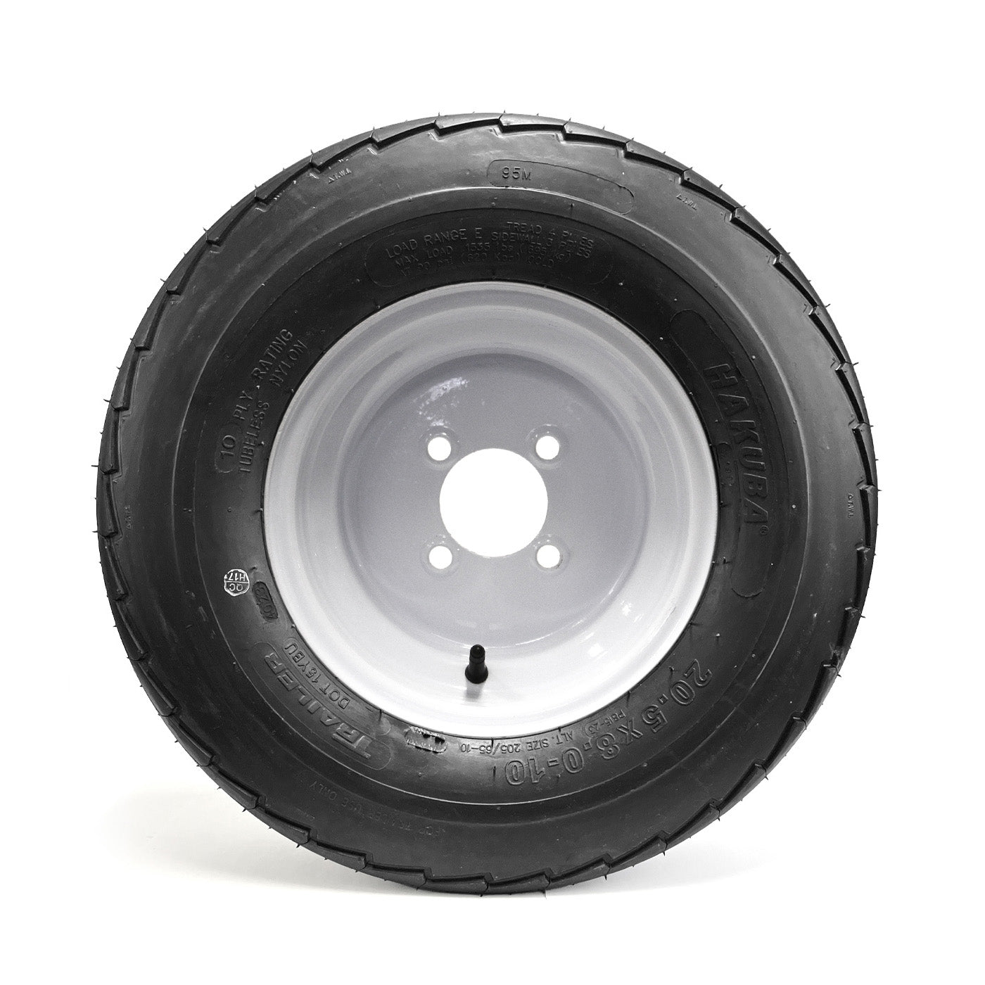 Pneu 20.5" x 8" x 10" 10 plis LRE 1535 lbs Hakuba et jante 10" 4 trous blanche - RecreaShop