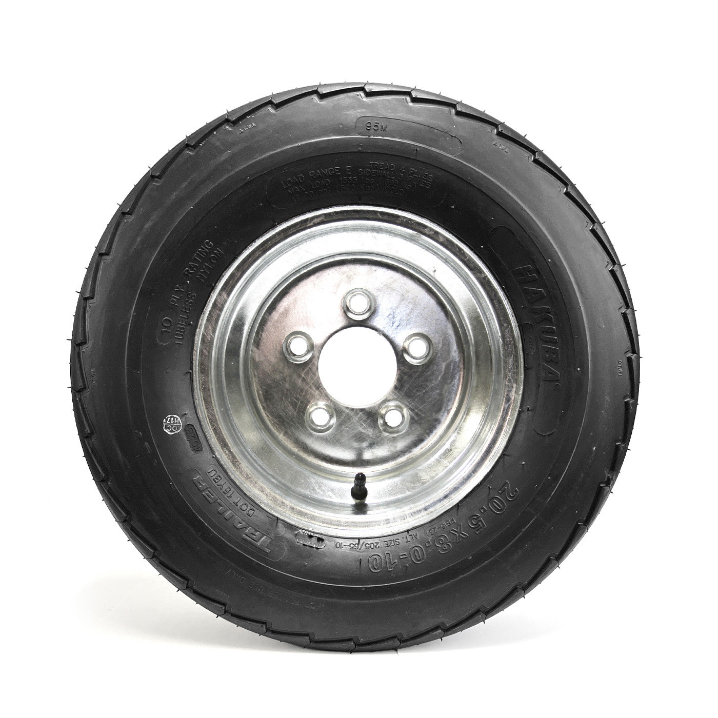 Pneu 20.5" x 8" x 10" 10 plis LRE 1535 lbs Hakuba et jante 10" 5 trous galvanisée - RecreaShop
