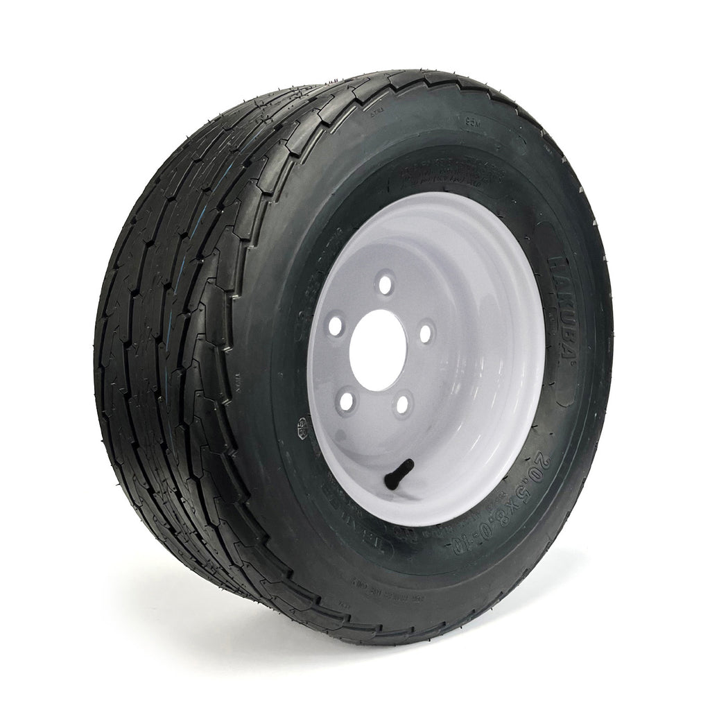Pneu 20.5" x 8" x 10" 10 plis LRE 1535 lbs Hakuba et jante 10" 5 trous blanche - RecreaShop