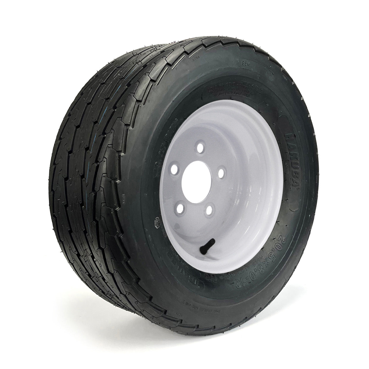 Pneu 20.5" x 8" x 10" 10 plis LRE 1535 lbs Hakuba et jante 10" 5 trous blanche - RecreaShop