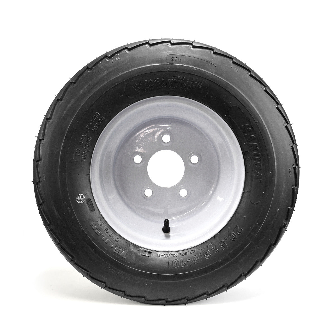 Pneu 20.5" x 8" x 10" 10 plis LRE 1535 lbs Hakuba et jante 10" 5 trous blanche - RecreaShop