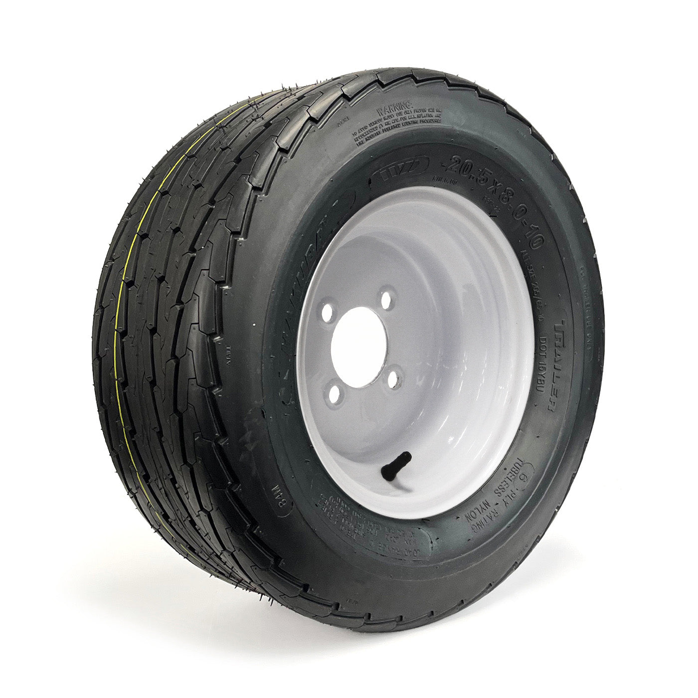 Pneu 20.5" x 8" x 10" 6 plis LRC 1105 lbs Hakuba et jante 10" 4 trous blanche - RecreaShop