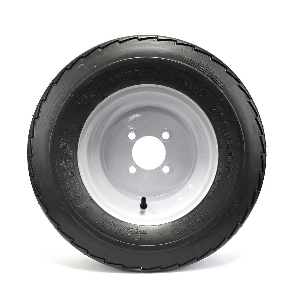 Pneu 20.5" x 8" x 10" 6 plis LRC 1105 lbs Hakuba et jante 10" 4 trous blanche - RecreaShop