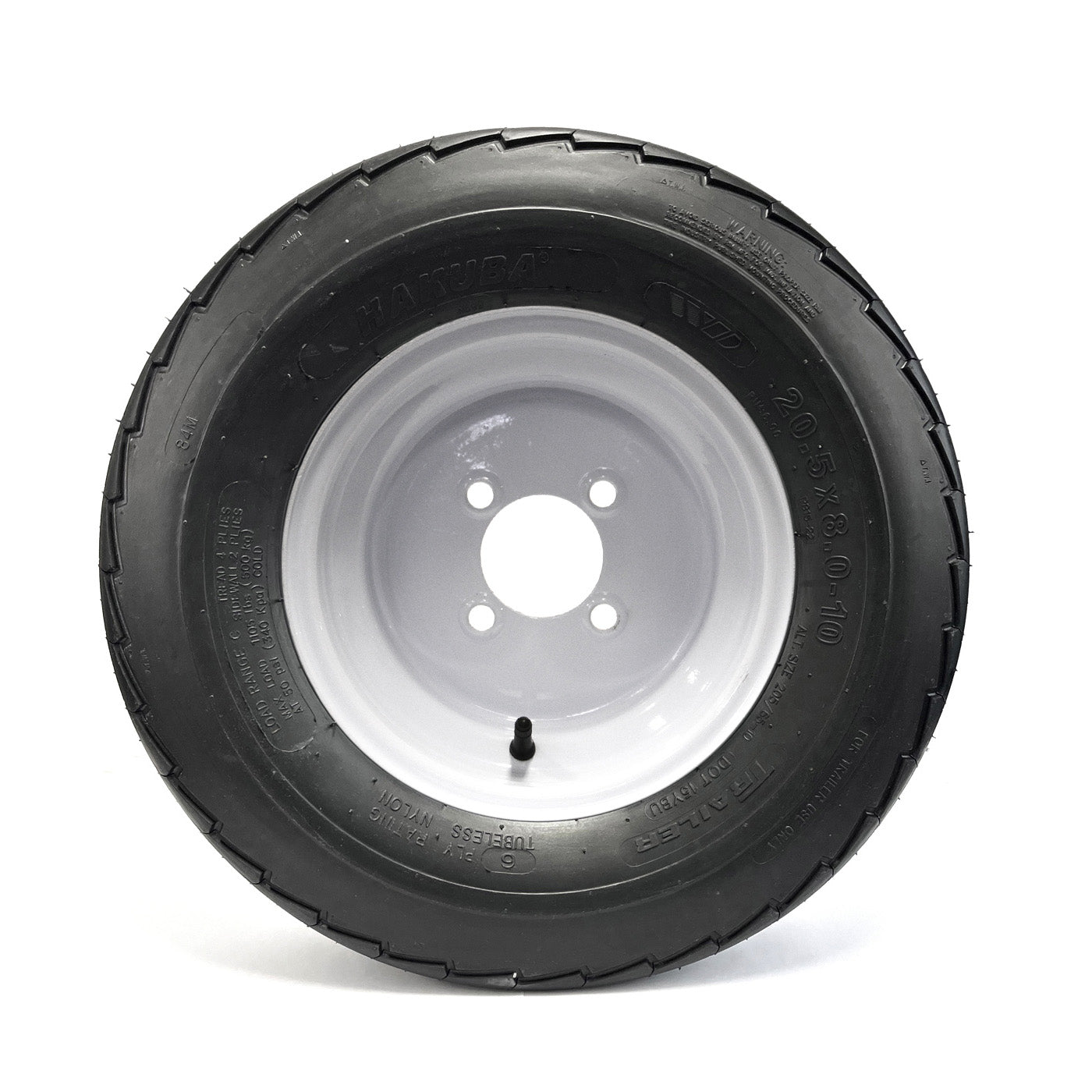 Pneu 20.5" x 8" x 10" 6 plis LRC 1105 lbs Hakuba et jante 10" 4 trous blanche - RecreaShop