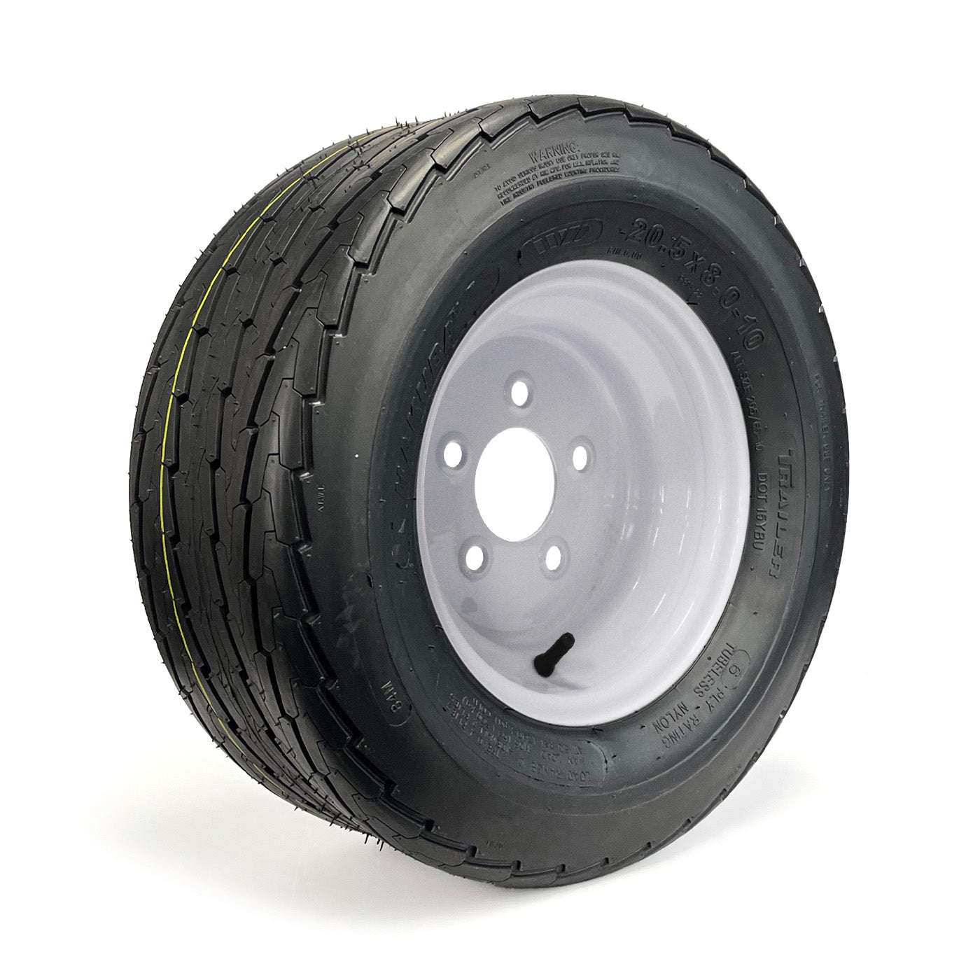 Pneu 20.5" x 8" x 10" 6 plis LRC 1105 lbs Hakuba et jante 10" 5 trous blanche - RecreaShop
