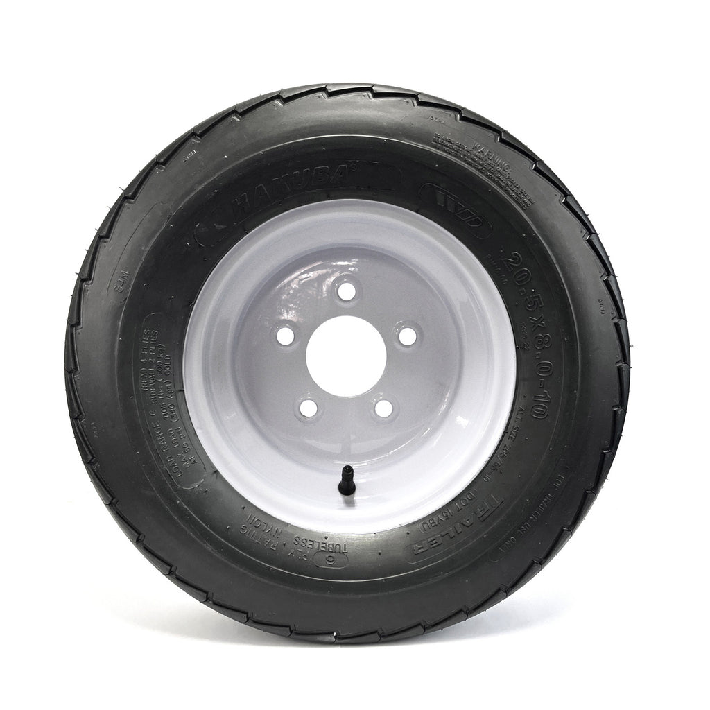 Pneu 20.5" x 8" x 10" 6 plis LRC 1105 lbs Hakuba et jante 10" 5 trous blanche - RecreaShop