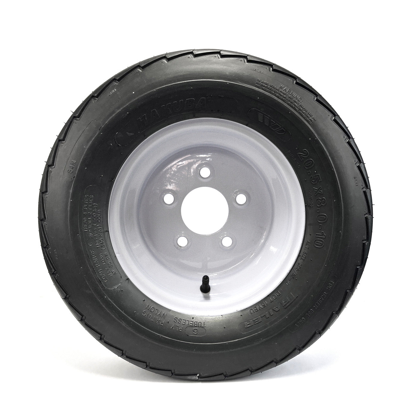 Pneu 20.5" x 8" x 10" 6 plis LRC 1105 lbs Hakuba et jante 10" 5 trous blanche - RecreaShop