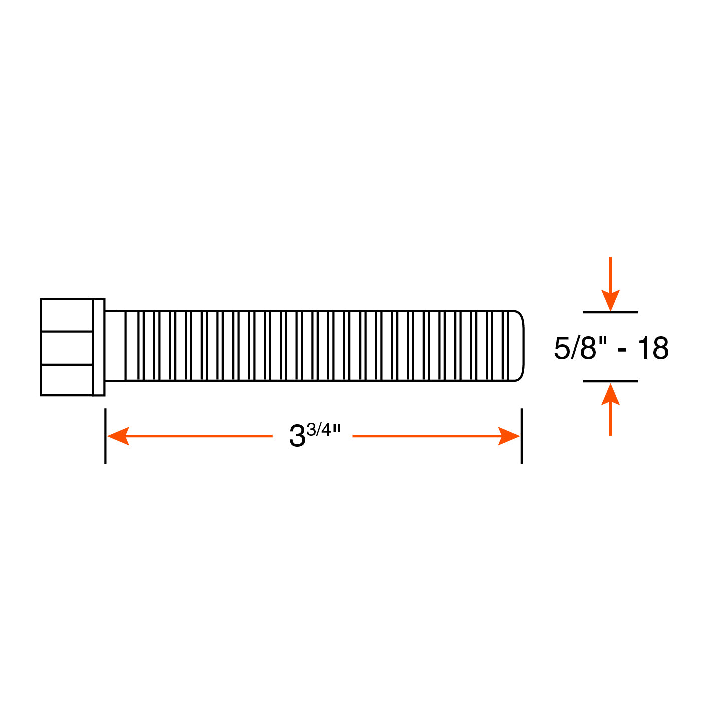 Boulon 5/8"-18 x 3 3/4" NF zinc - RecreaShop