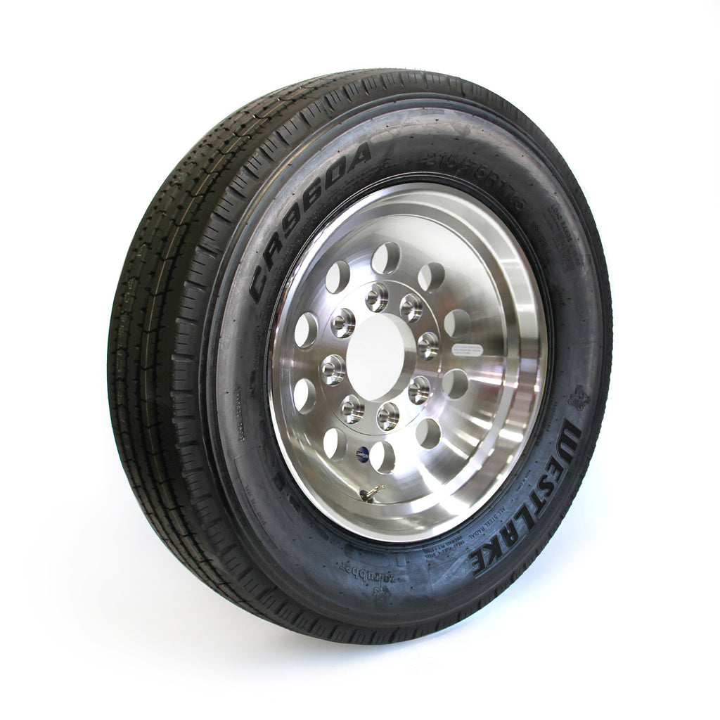 Pneu radial 215/75R175 16 plis LRH 4805 lbs Westlake et jante 17 1/2" 8 trous modulaire aluminium (cap et écrous non-incl.) - RecreaShop