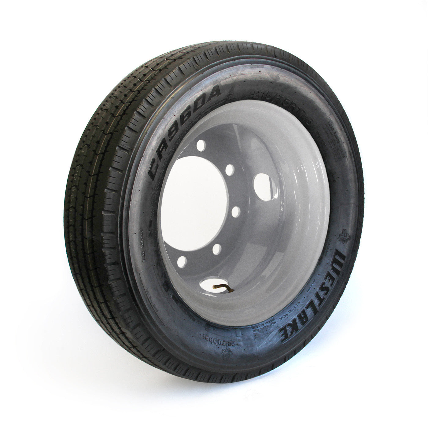 Pneu radial 215/75R175 16 plis LRH 4805 lbs Westlake et jante 17 1/2" 8 trous double blanche - RecreaShop