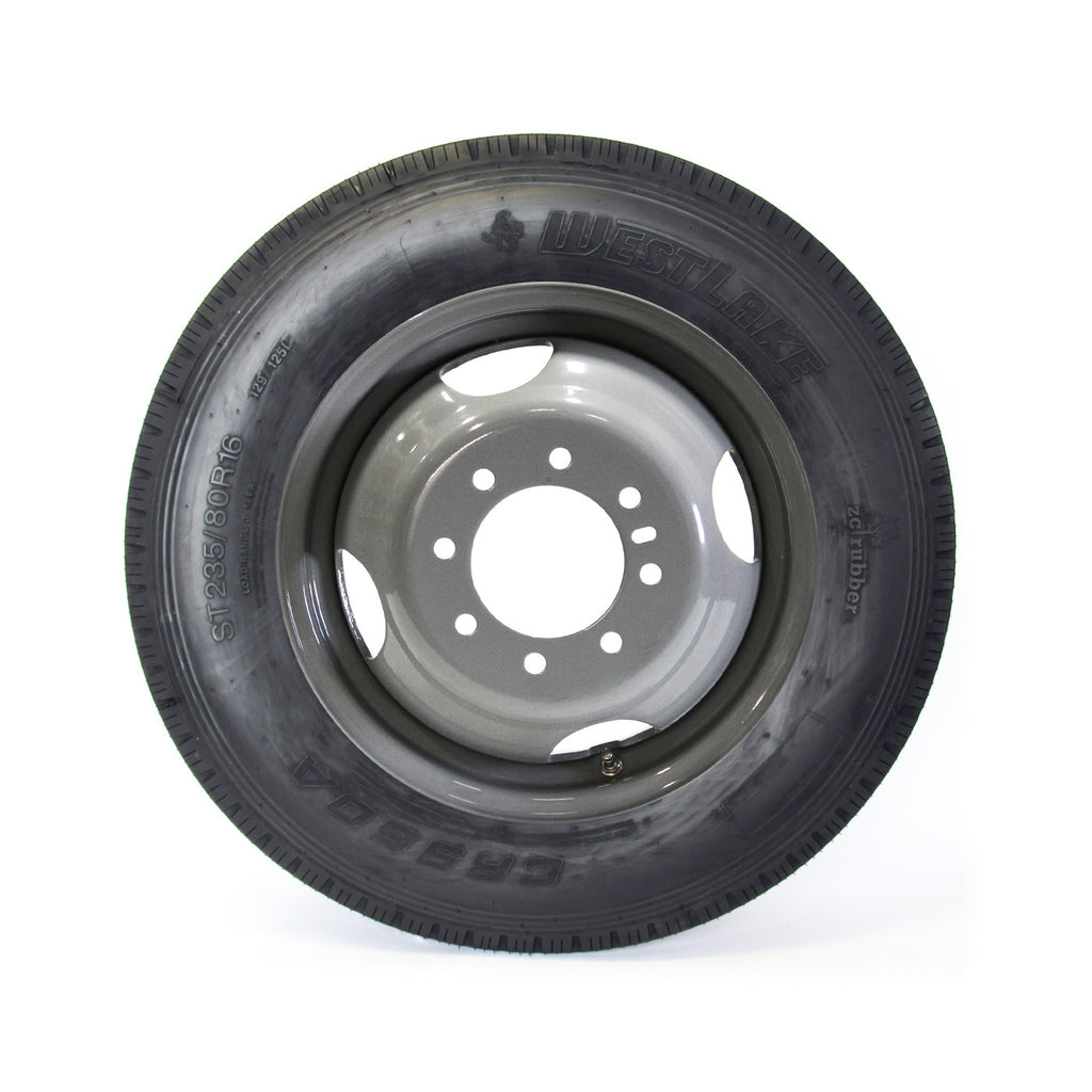 Pneu radial 235/80R16 14 plis LRG 4080 lbs Westlake et jante 16" 8 trous double grise - RecreaShop