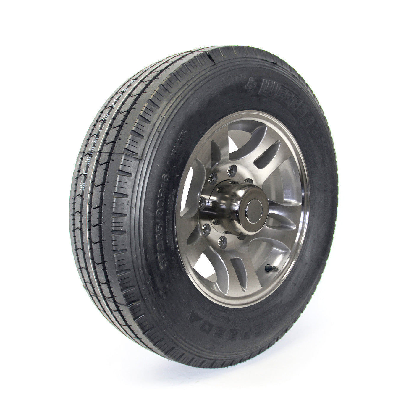 Pneu radial 235/80R16 14 plis LRG 4080 lbs Westlake et jante 16" 8 trous aluminium modèle-S5 - RecreaShop