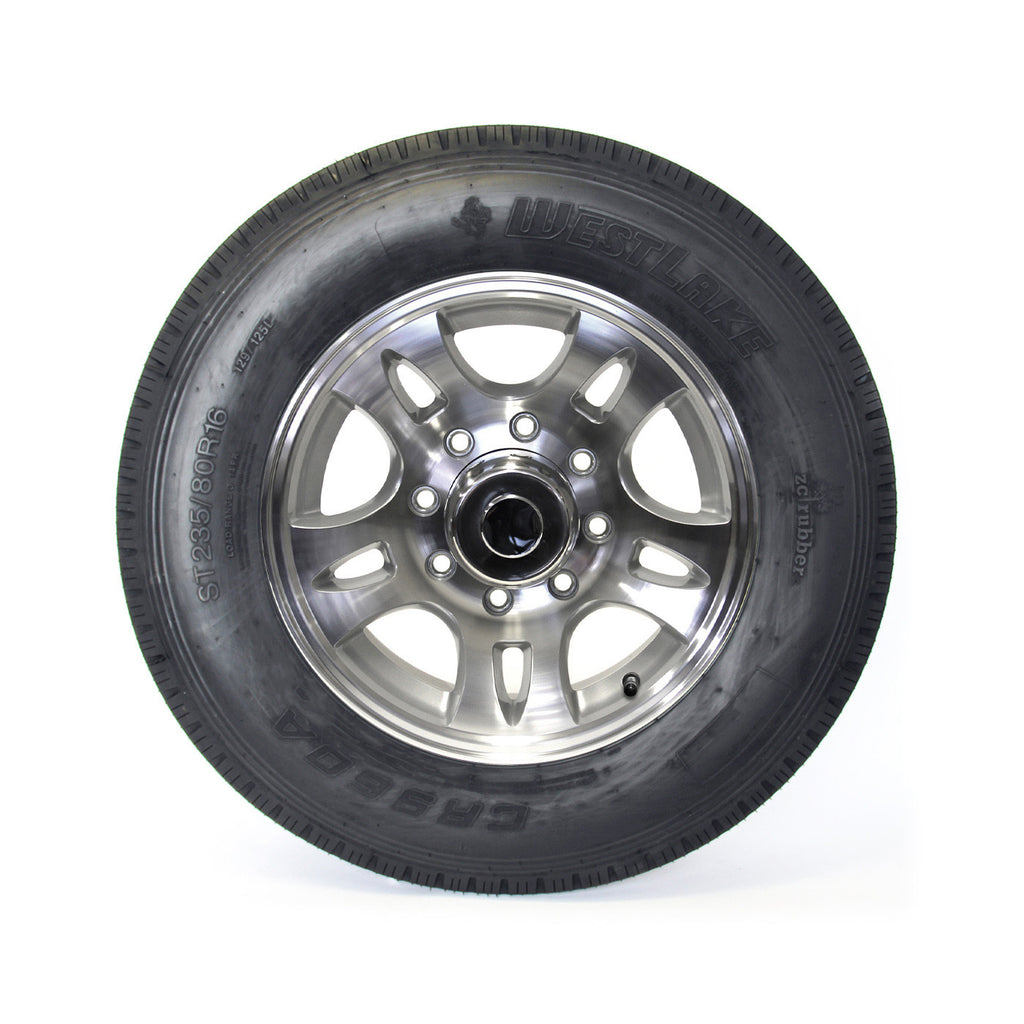 Pneu radial 235/80R16 14 plis LRG 4080 lbs Westlake et jante 16" 8 trous aluminium modèle-S5 - RecreaShop