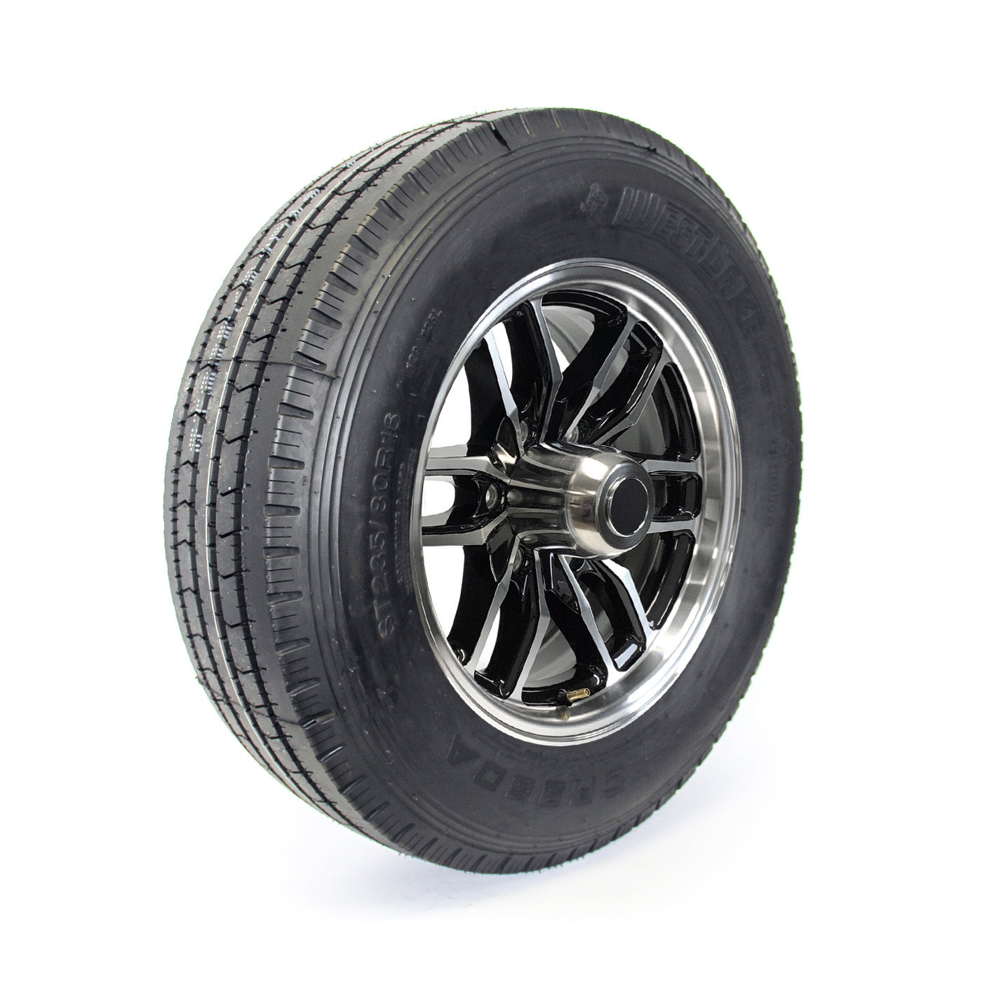 Pneu radial 235/85R16 14 plis LRG 4400 lbs Westlake et jante 16" 6 trous aluminium noir Osprey - RecreaShop