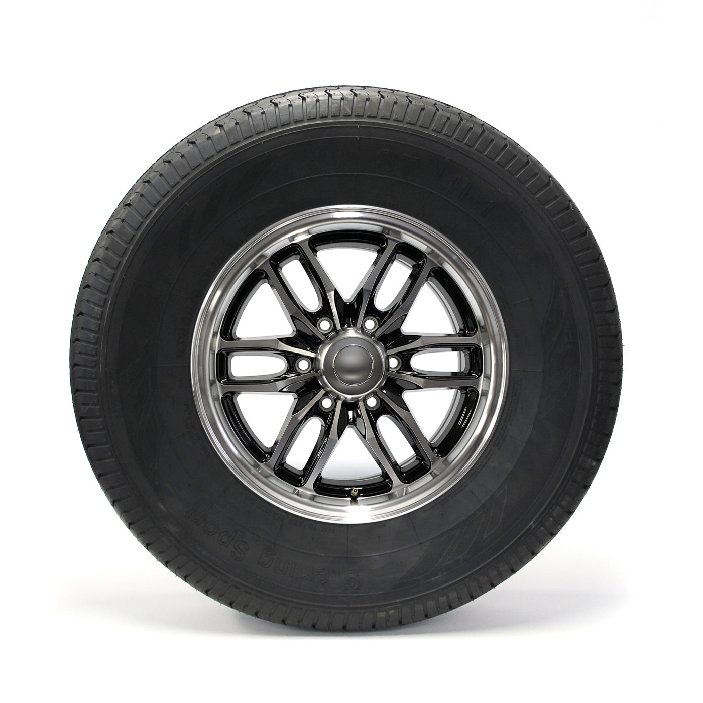 Pneu radial 235/85R16 12 plis LRF 3960 lbs Sterling et jante 16" 6 trous aluminium noir Osprey - RecreaShop