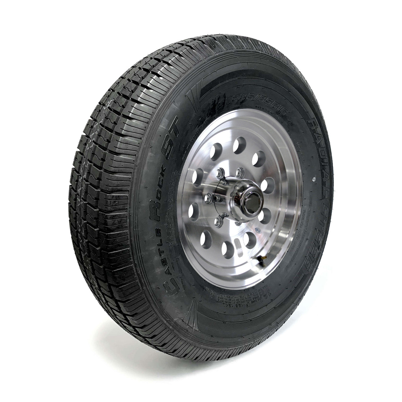 Pneu radial 235/85R16 12 plis LRF 3960 lbs Castle Rock et jante 16" 6 trous modulaire aluminium - RecreaShop