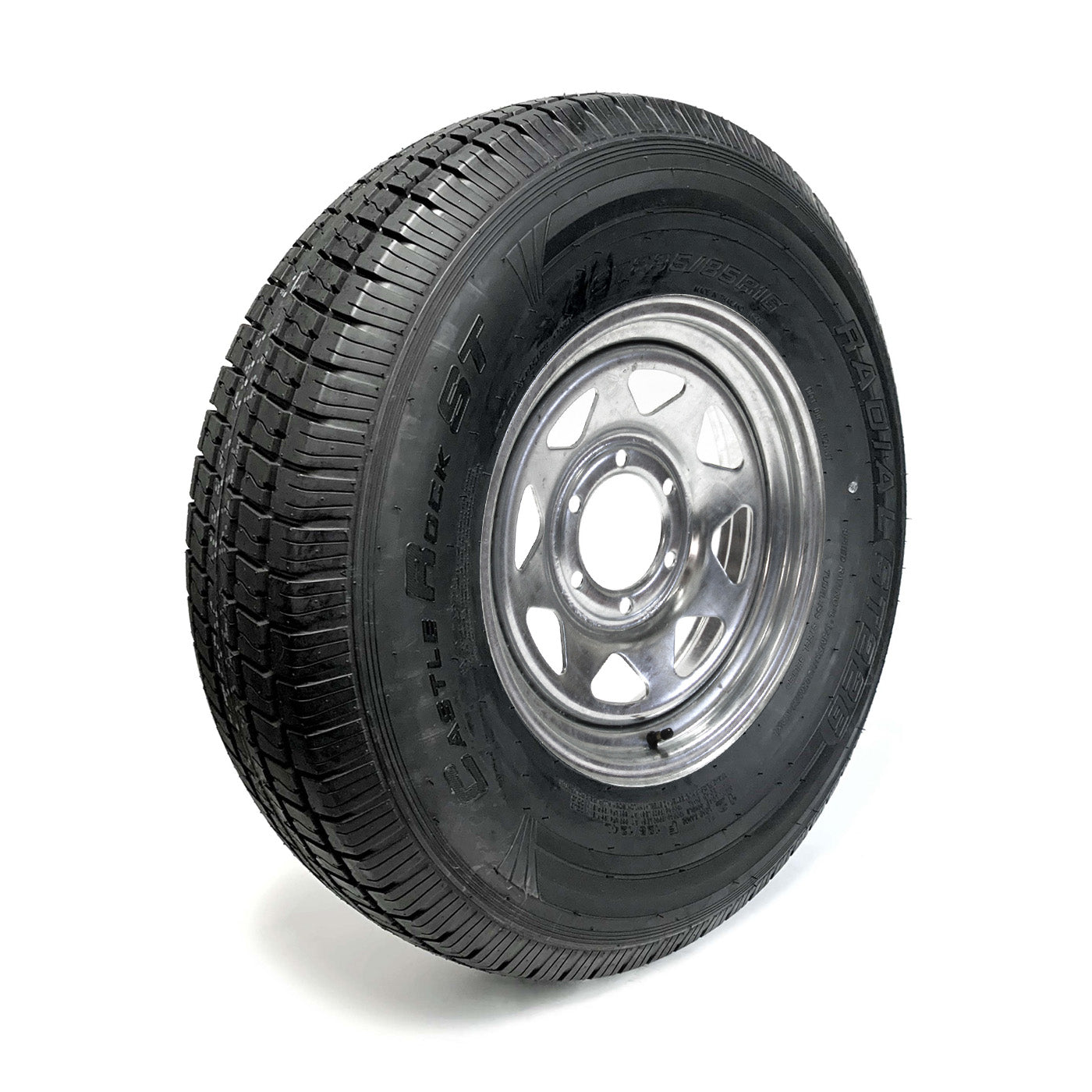 Pneu radial 235/85R16 12 plis LRF 3960 lbs Castle Rock et jante 16" 6 trous galvanisée - RecreaShop