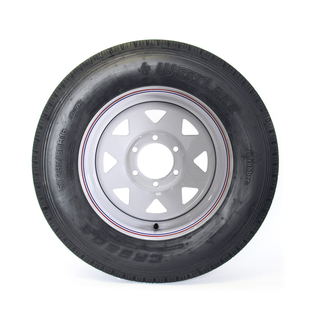 Pneu radial 235/85R16 14 plis LRG 4400 lbs Westlake et jante 16" 6 trous rally - RecreaShop