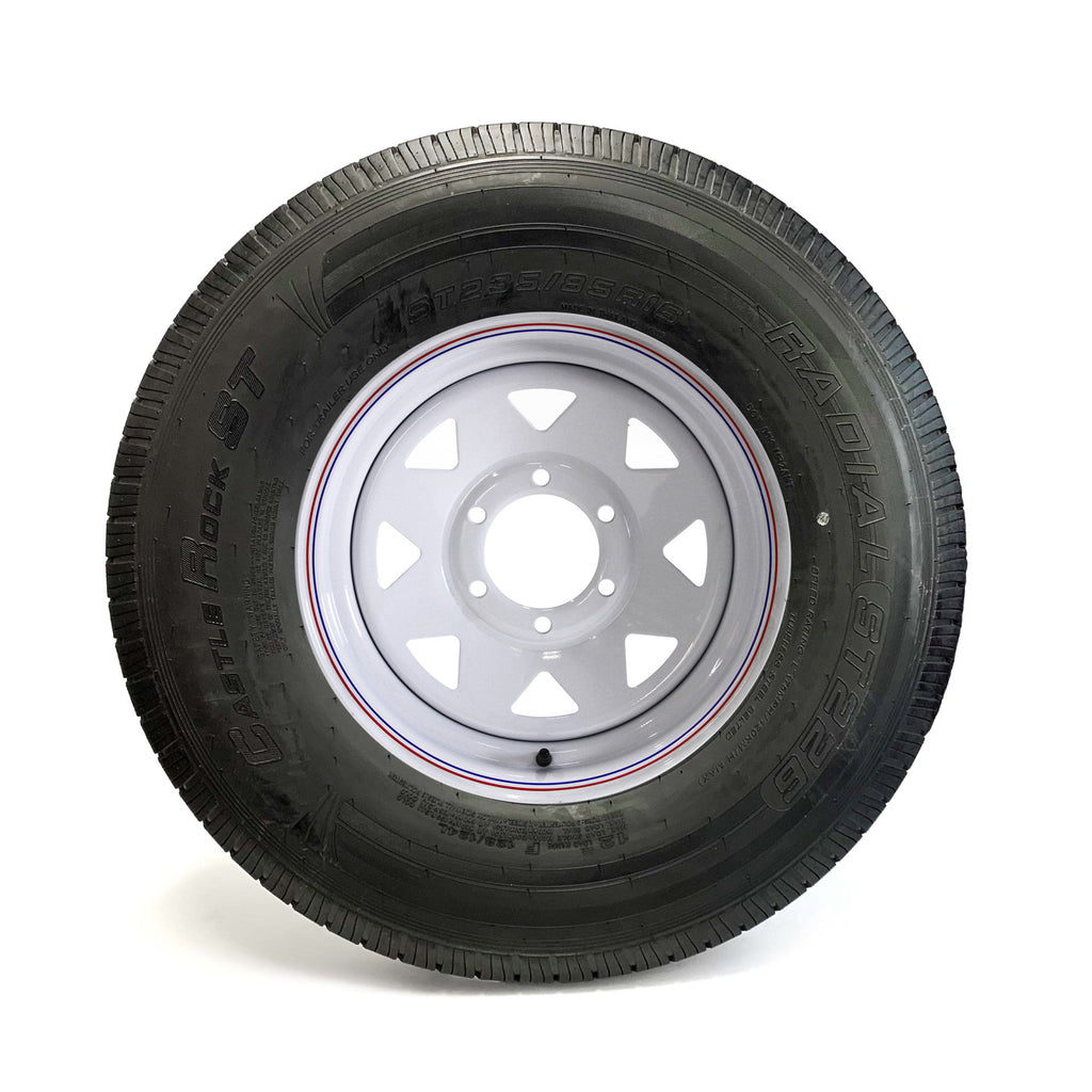 Pneu radial 235/85R16 12 plis LRF 3960 lbs Castle Rock et jante 16" 6 trous rally - RecreaShop