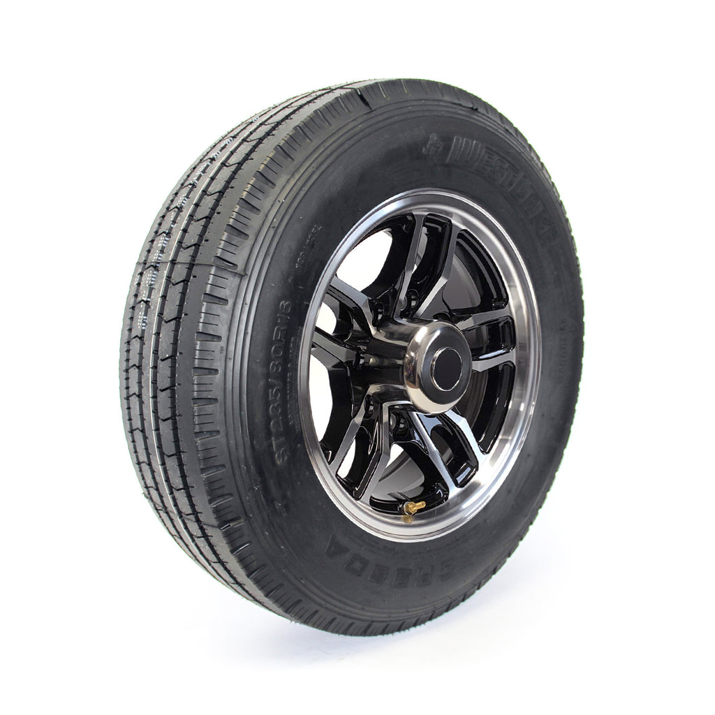 Pneu radial 235/85R16 14 plis LRG 4400 lbs Westlake et jante 16" 8 trous aluminium noir Osprey - RecreaShop