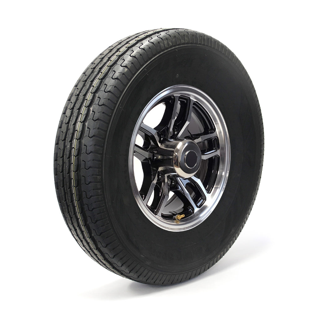 Pneu radial 235/85R16 12 plis LRF 3960 lbs Sterling et jante 16" 8 trous aluminium noir Osprey - RecreaShop
