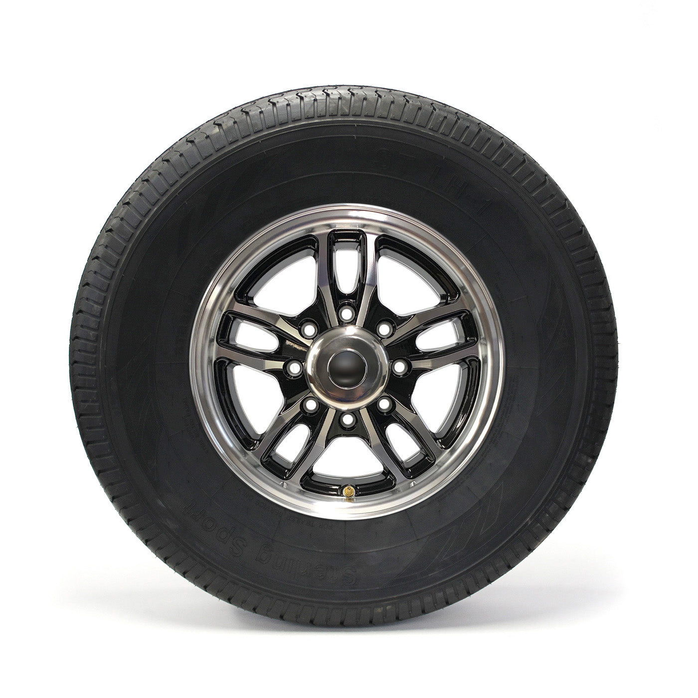 Pneu radial 235/85R16 12 plis LRF 3960 lbs Sterling et jante 16" 8 trous aluminium noir Osprey - RecreaShop