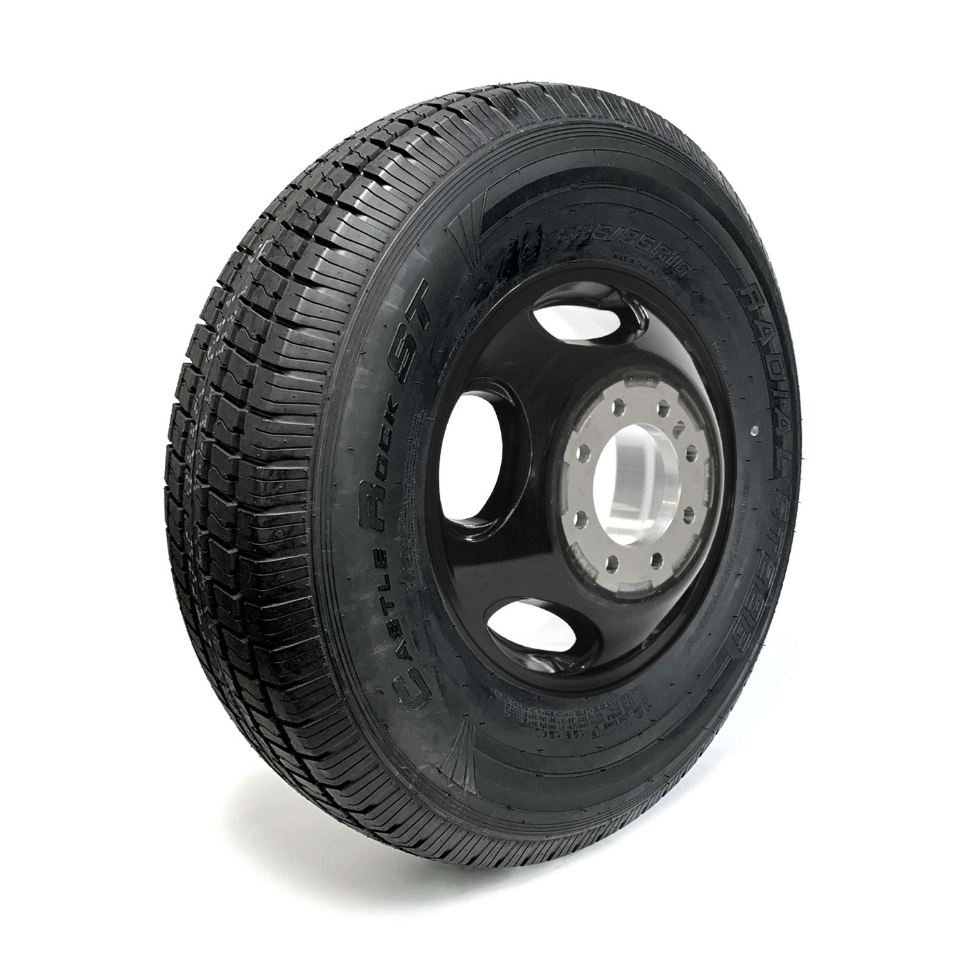 Pneu radial 235/85R16 12 plis LRF 3960 lbs Castle Rock et jante 16" 8 trous double aluminium - RecreaShop