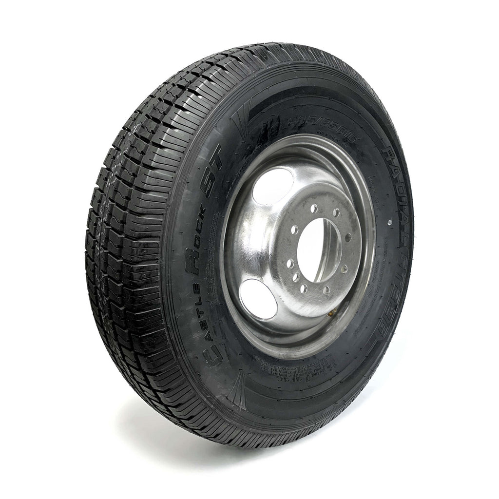 Pneu radial 235/85R16 12 plis LRF 3960 lbs Castle Rock et jante 16" 8 trous double galvanisée - RecreaShop